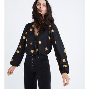 Madewell Bubble Sleeve Wrap Top XXS